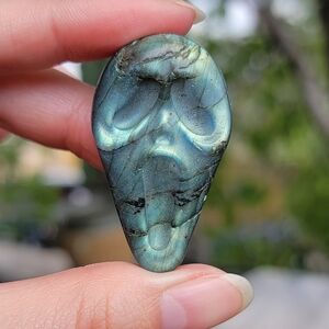 (#7) NEW 1.67" x 1" FLASHY LABRADORITE GHOST MASK